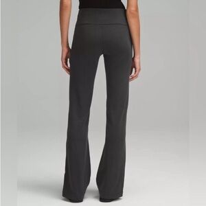Lululemon Women's Flared Zip Pants Leggings 4 Black Ribbed Softstreme wide leg